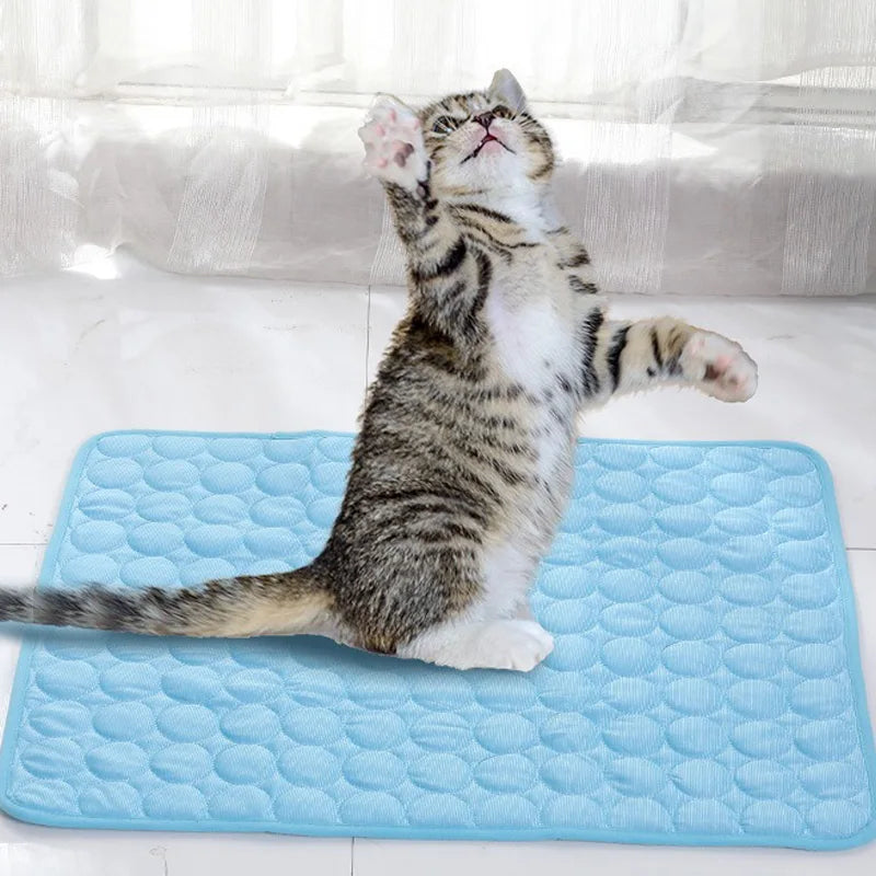 Pet Dog Cooling Bed Mat – Extra Large Iced Summer Rug for Dogs & Cats, Washable and Durable