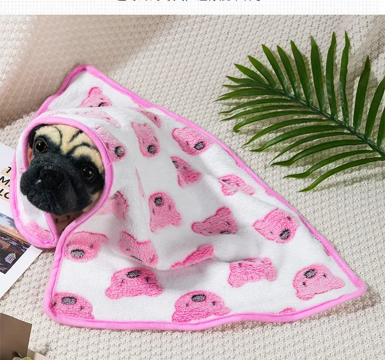 Coral Fleece Pet Sleeping Blanket – Soft, Fluffy & Warm Dog and Cat Blanket for Bed, Couch & Crate