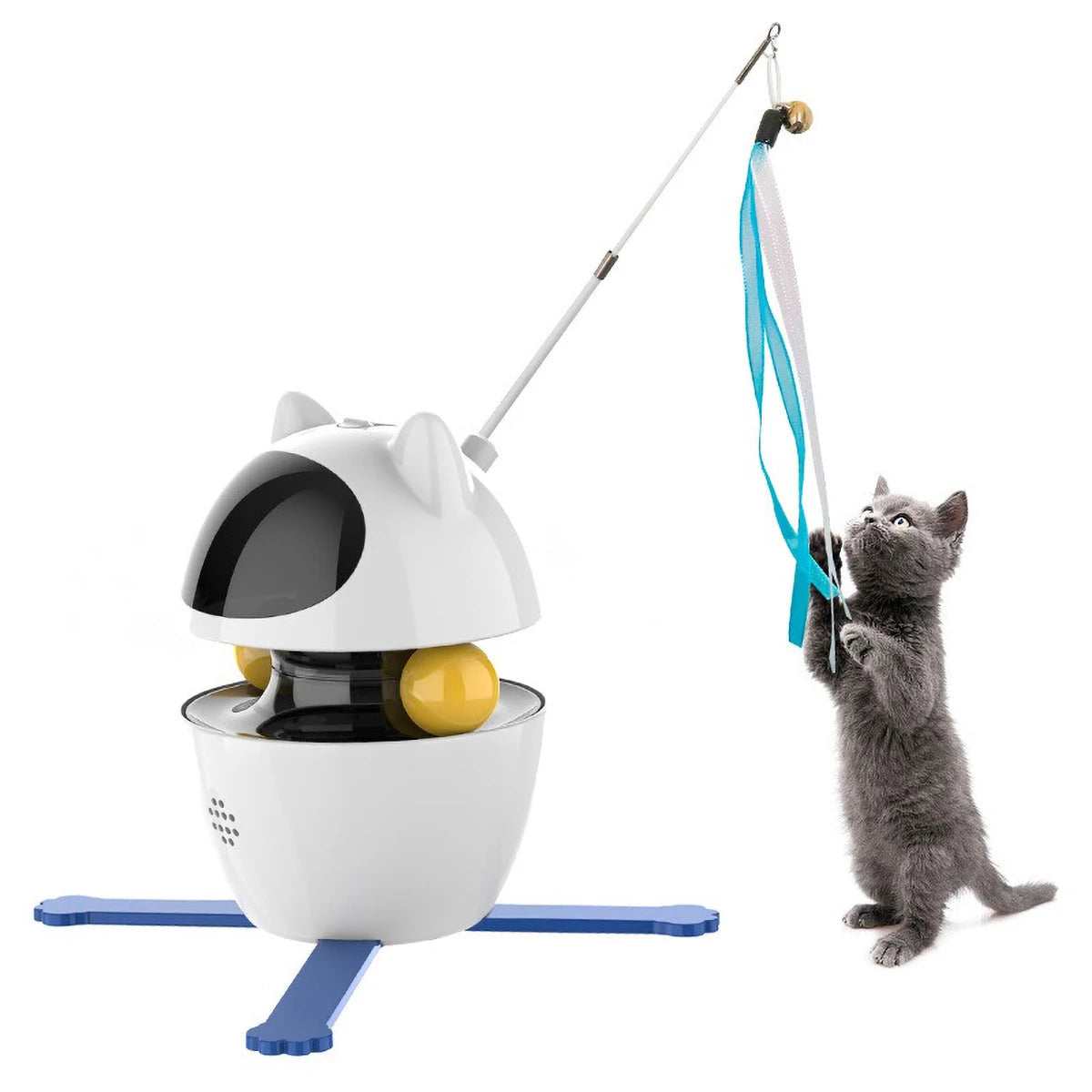 Interactive Cat Laser Toy – Rechargeable with Feathers & Adjustable Angle