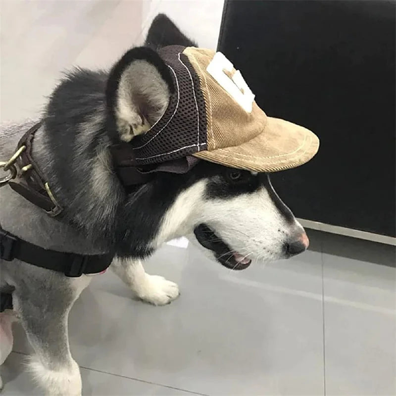 Dog Baseball Cap – Adjustable Outdoor Sunscreen Hat with Ear Holes for Small, Medium & Large Dogs