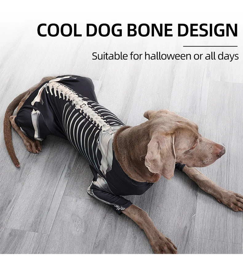 Dog Skeleton Hoodie – Halloween Bone Pattern Costume Sweater for Small to Large Dogs (S–XXXL)