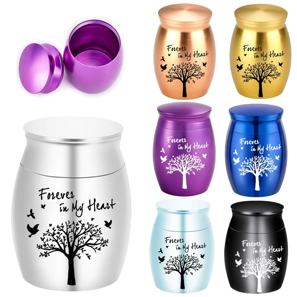 Mini Tree of Life Keepsake Urn – 7 Colors Small Aluminum Memorial Urn for Human Ashes