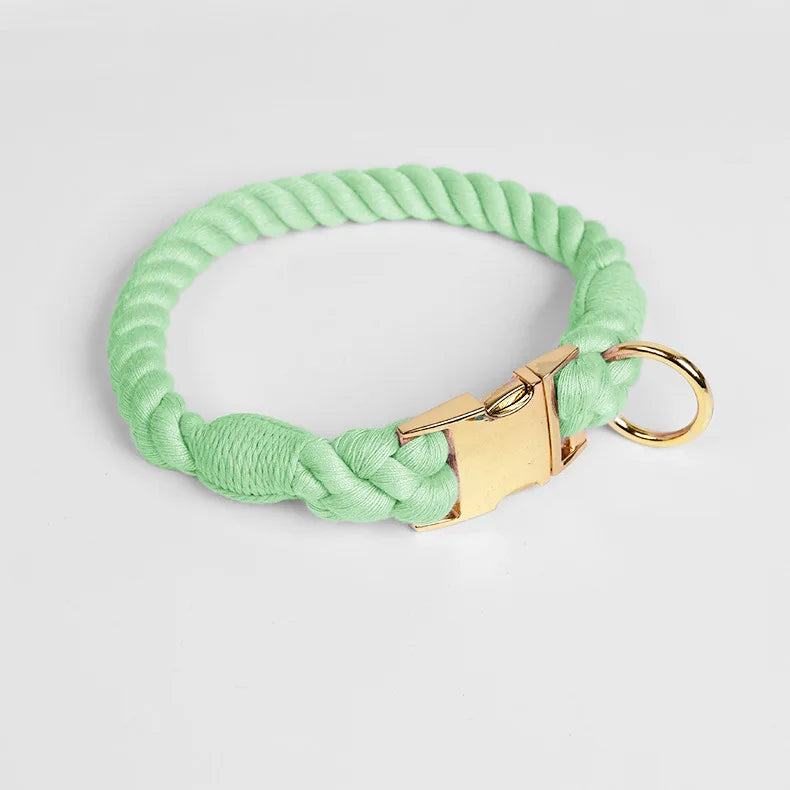 Hand-Woven Cotton Rope Dog Collar & Leash Set – Medium & Large Dogs