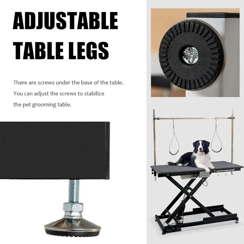 49.6” Adjustable Dog Grooming Table – Professional Pet Trimming Table with Arm & Noose