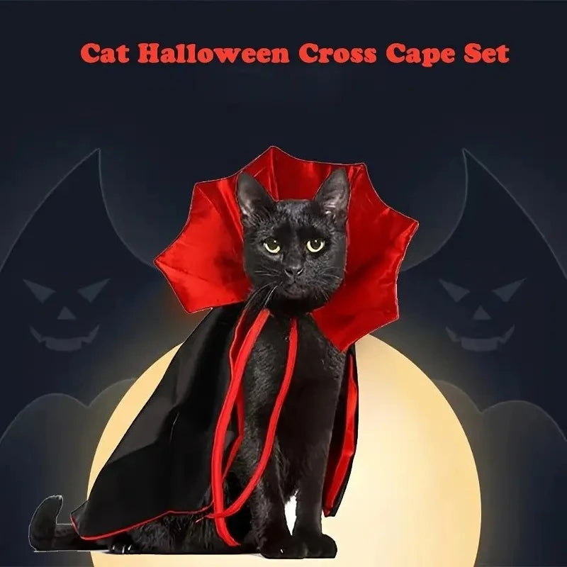 Halloween Vampire Cape – Red & Black Cloak for Cats & Dogs