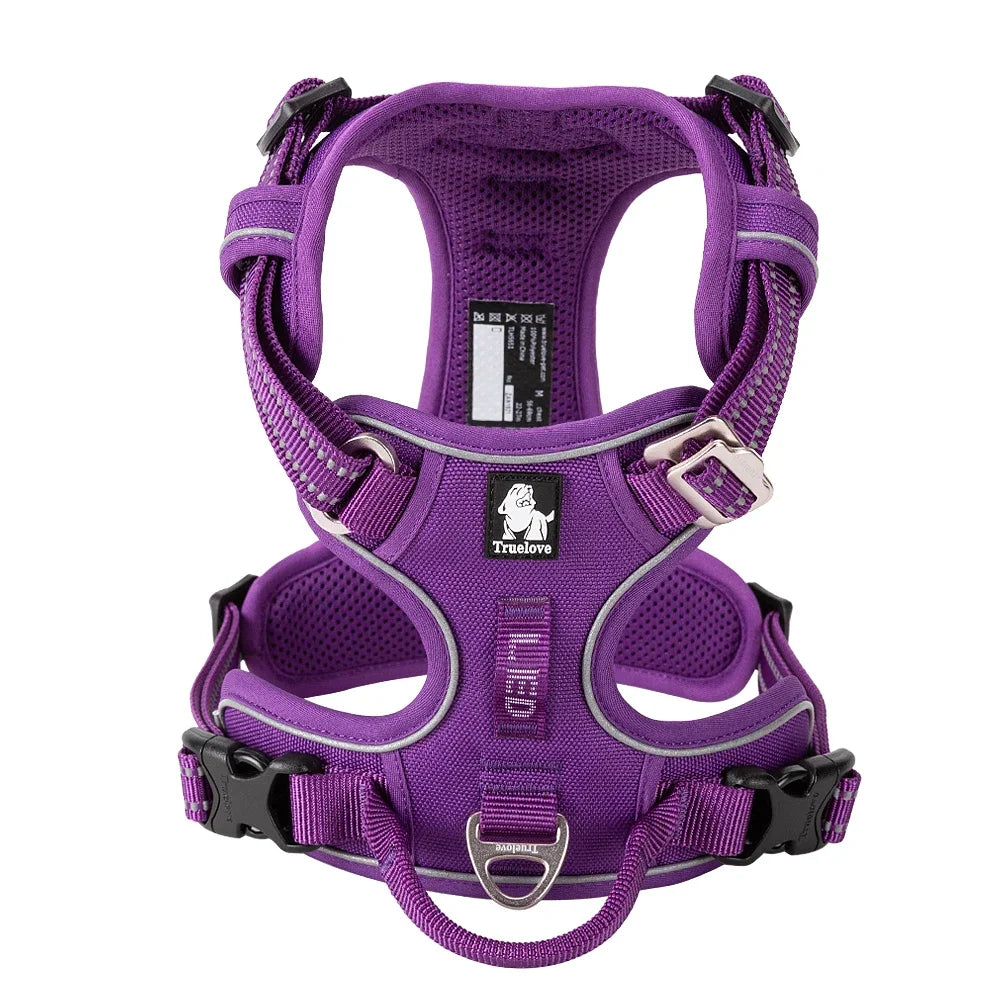 TRUE LOVE TLH5654 No-Pull Dog Harness – Adjustable Reflective Nylon Control Harness for Small to Large Dogs