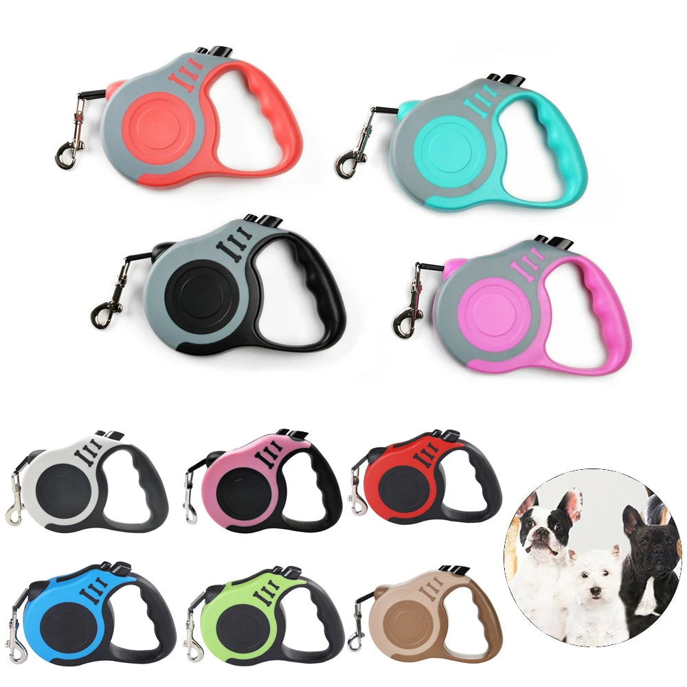 3m/5m Retractable Dog Leash – Strong Nylon Automatic Lead for Small, Medium & Large Dogs Cats