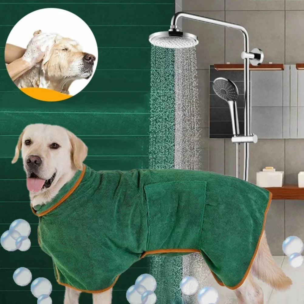 Dog Bathrobe – Quick-Dry Absorbent Towel Robe for Small, Medium & Large Dogs