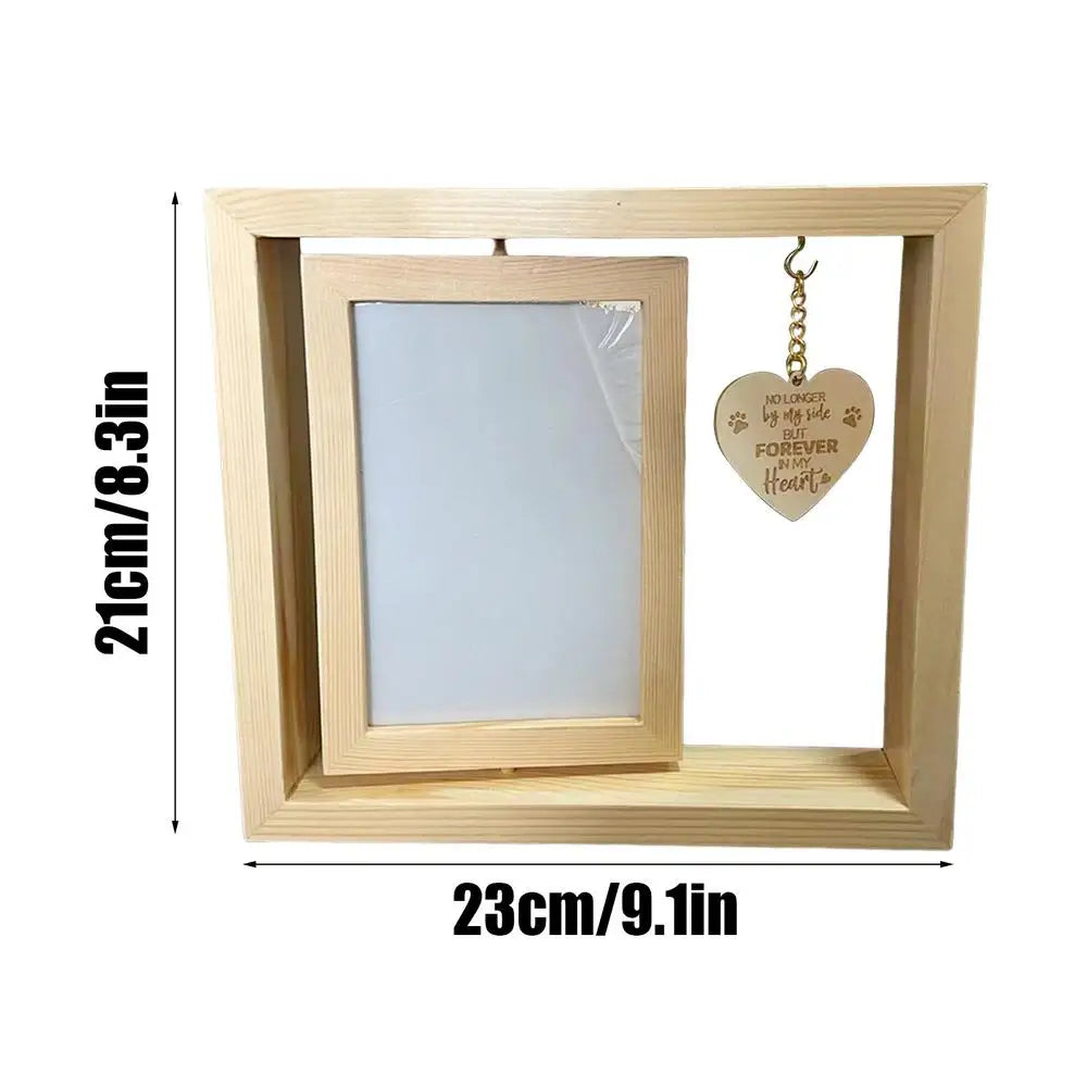 Rotatable Pet Memorial Photo Frame – Heart Pendant Desktop Keepsake
