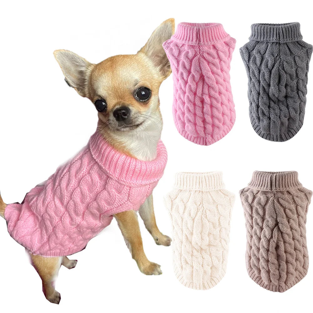 Classic Solid Dog Sweater – Winter Pullover for Small Dogs