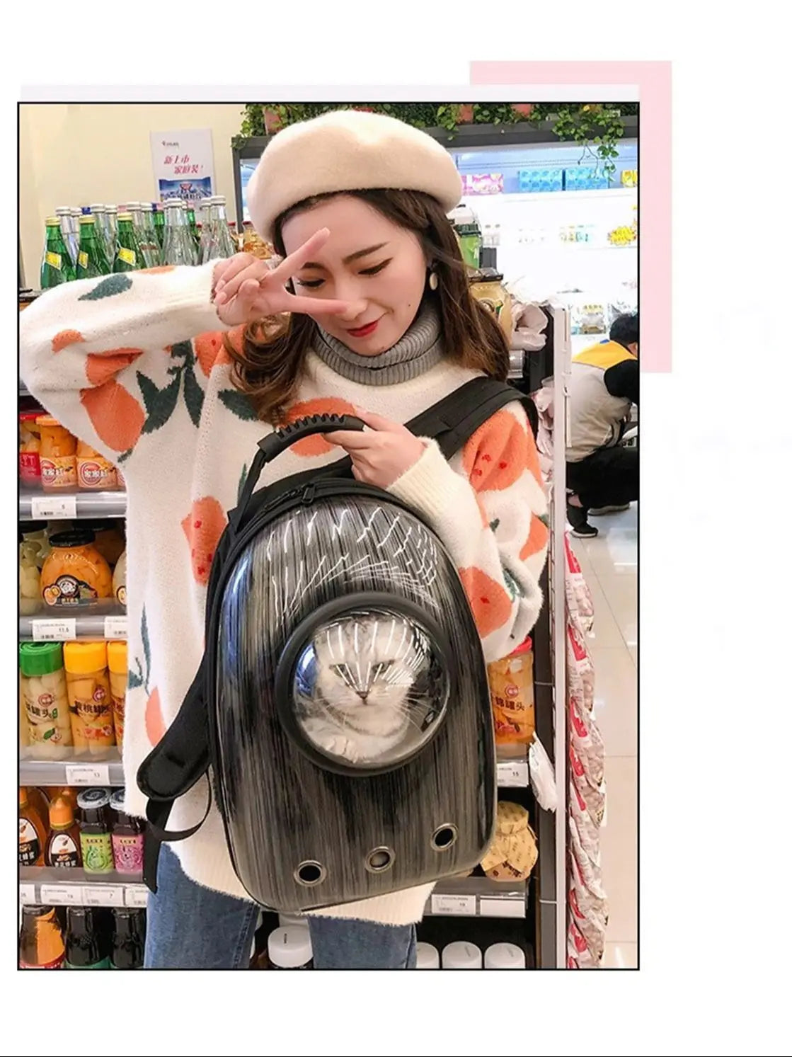 Space Capsule Pet Backpack – Large Capacity Breathable Cat & Dog Carrier Bag for Travel
