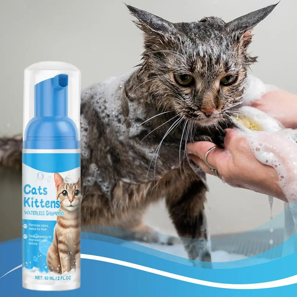 Waterless Cat Shampoo – Licking Safe Dry Foam Cleanser (60ml)
