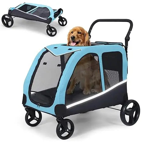 Extra Large Pet Stroller – Foldable Heavy-Duty Stroller for Medium & Large Dogs (160 lbs Capacity)