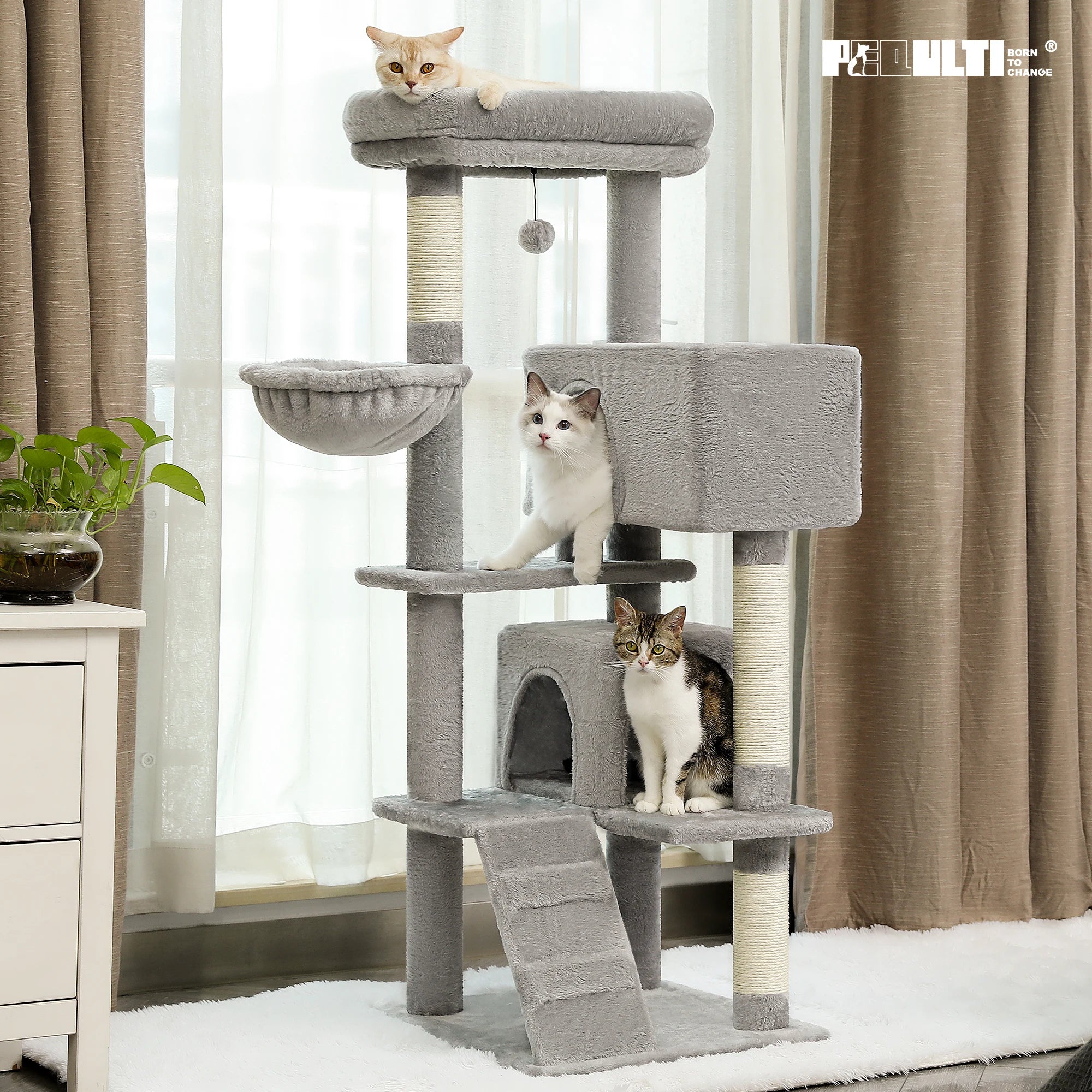 Luxury Cat Tree – Multi-Level Tower with Condos, Hammock & Scratching Posts