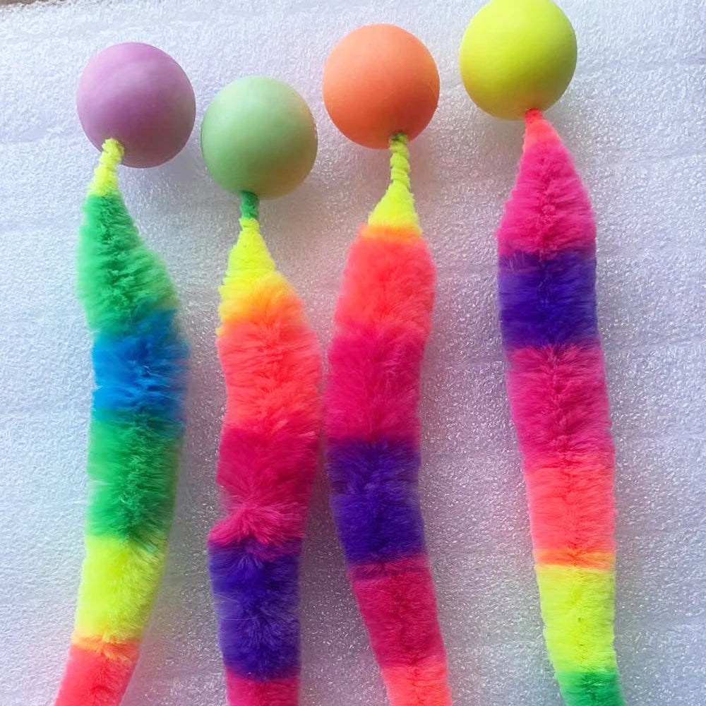 Colorful Elastic Caterpillar Cat Toy – Interactive Bouncing Teaser for Indoor Play