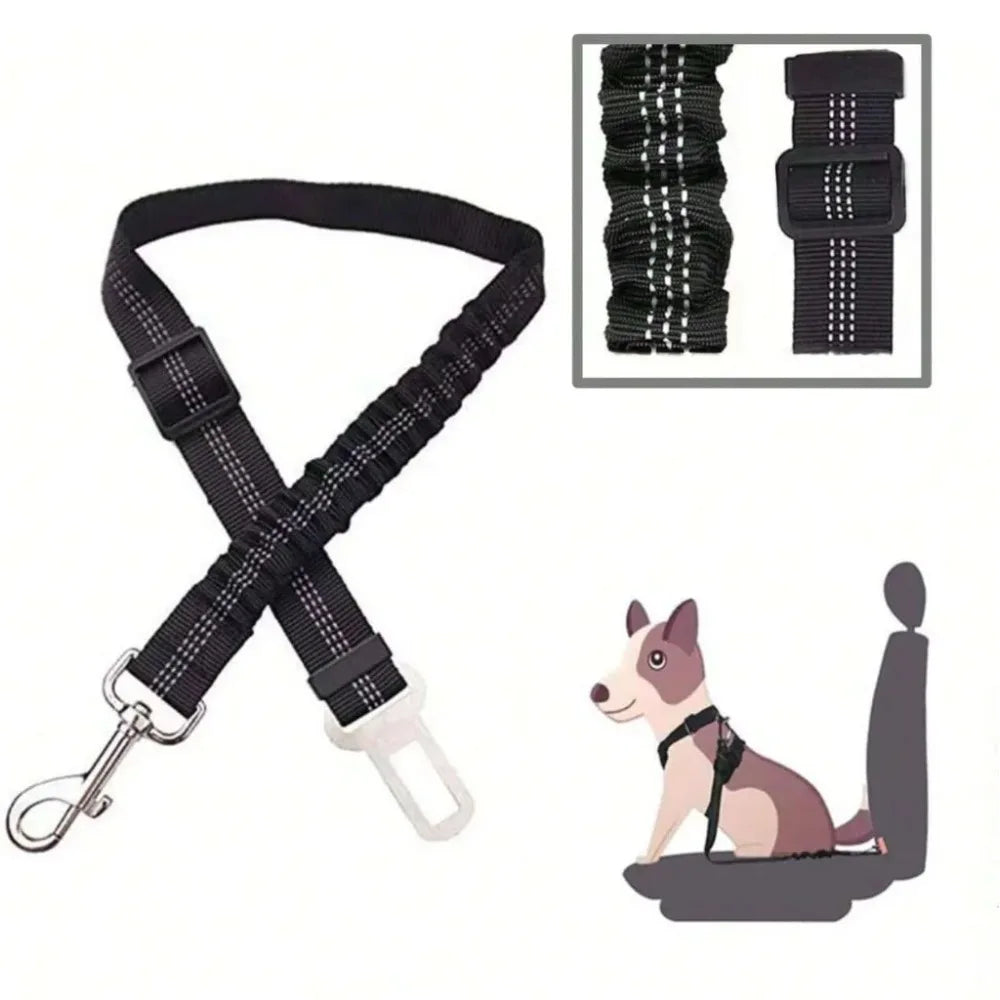 Advanced Dog Car Seat Belt – Adjustable Nylon Safety Buckle & Leash for All Dog Sizes