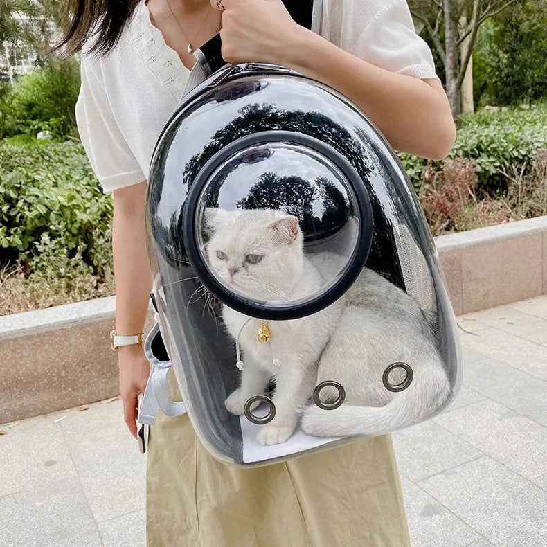 Pet Capsule Backpack – Transparent Cat & Dog Carrier Bag