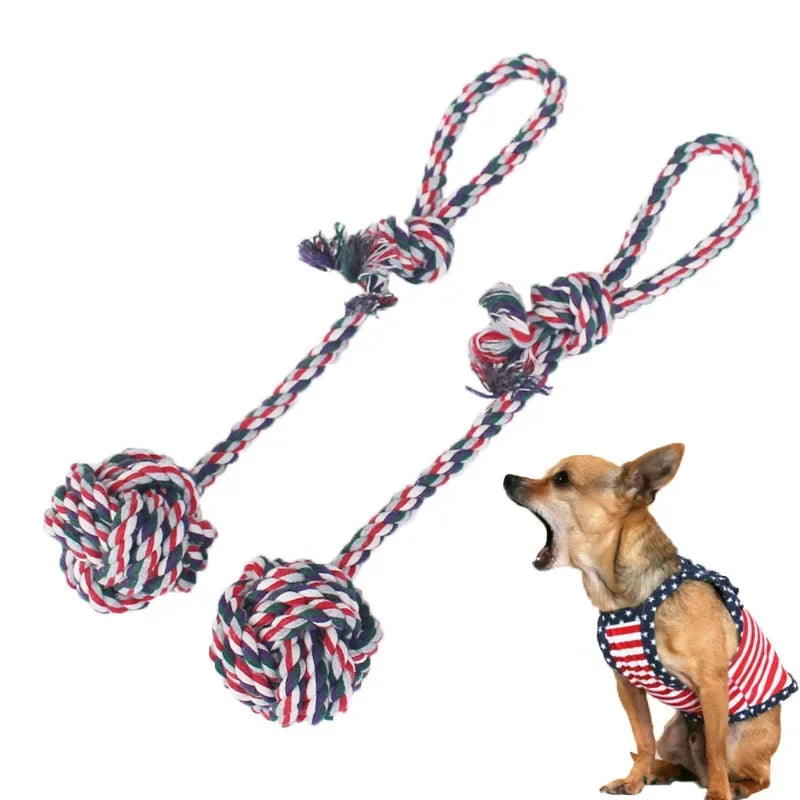 1PC Braided Cotton Rope Ball Dog Toy – Durable Knot Chew Toy for Puppies & Small Dogs | Teeth Cleaning & Interactive Play
