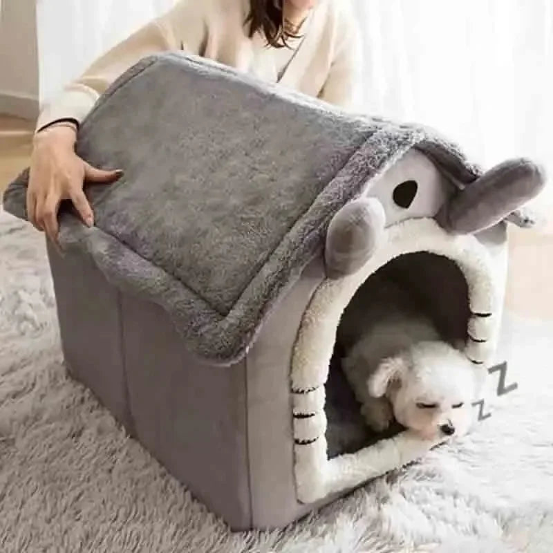 Indoor Warm Dog House – Soft Pet Bed Tent with Removable Washable Cushion for Dogs & Cats (All-Season Use)