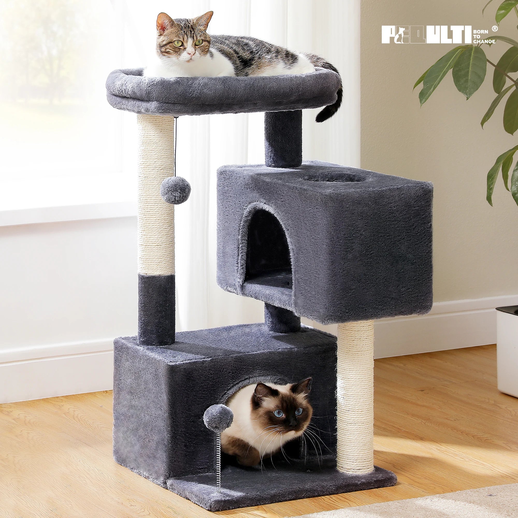 Large Multi-Level Cat Tree – Indoor Cat Tower with Condos, Scratching Pads & Toys