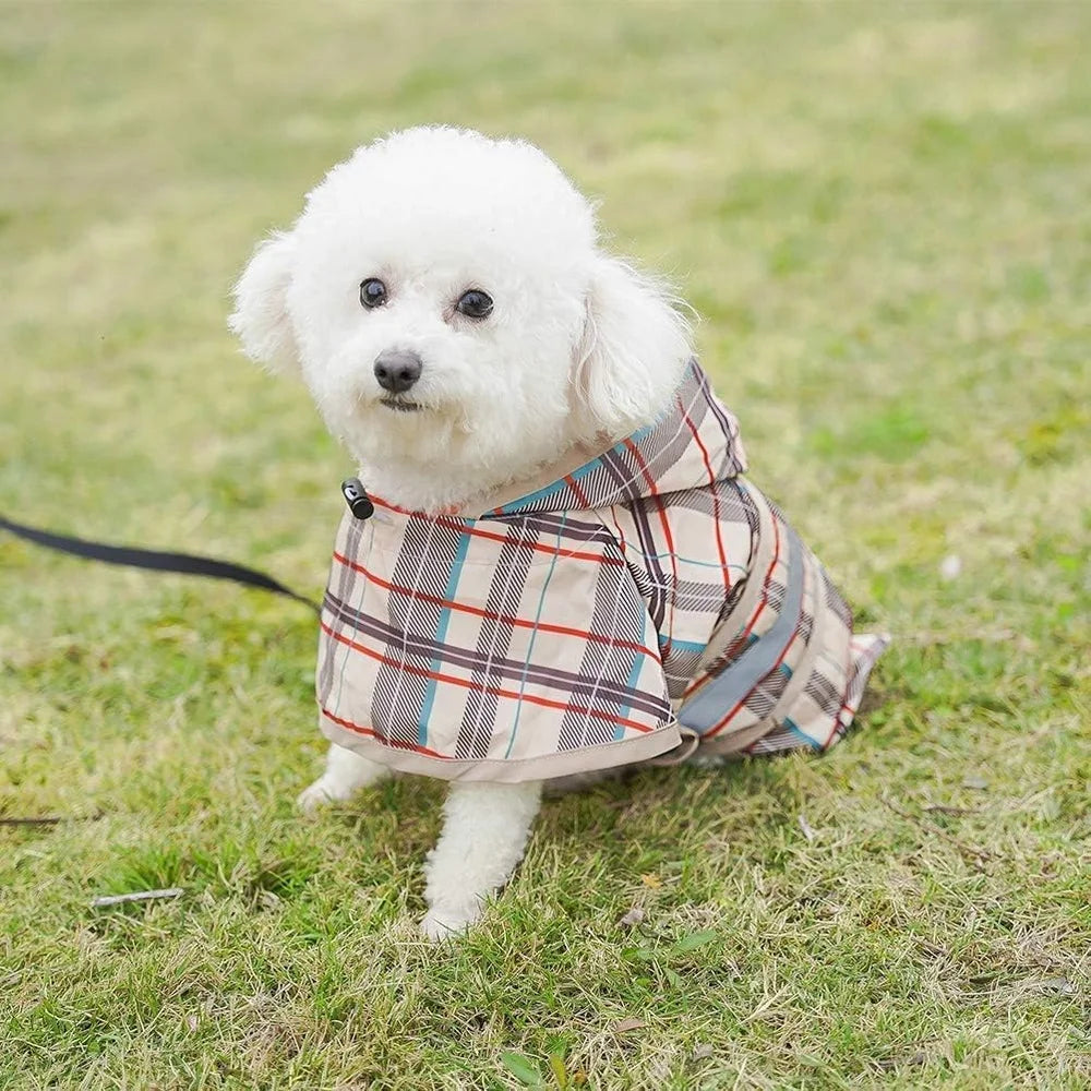 Hooded Dog Raincoat Waterproof Slicker Poncho for Large Breeds – Reflective, Adjustable, Lightweight Outdoor Jacket with Leash Hole