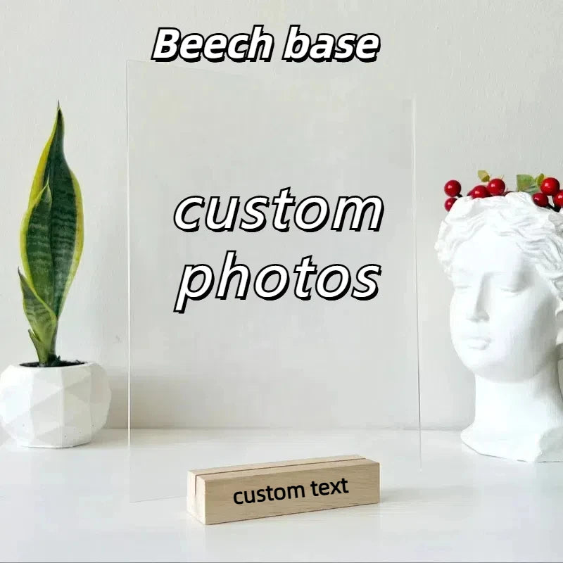 Custom Pet Photo LED Night Light – Acrylic & Wooden Stand