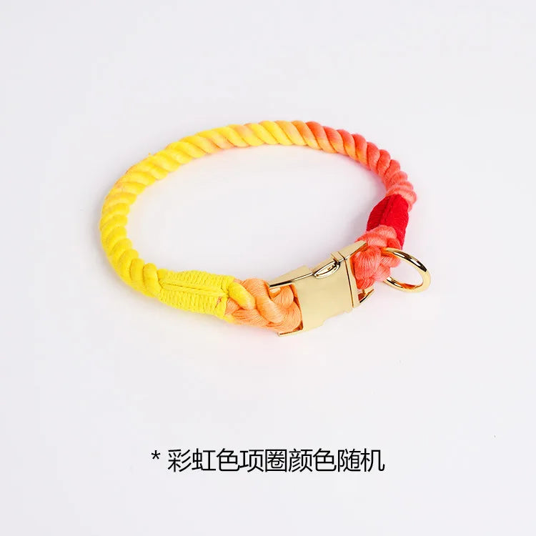 Hand-Woven Cotton Rope Dog Collar & Leash Set – Medium & Large Dogs