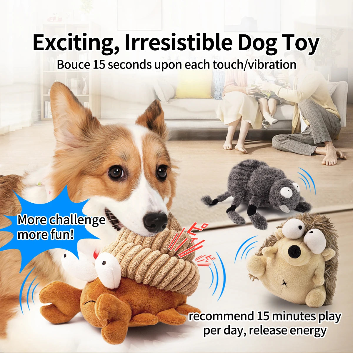 Interactive Plush Dog Toy – Dancing, Chew & Fetch Toy for Small and Medium Dogs