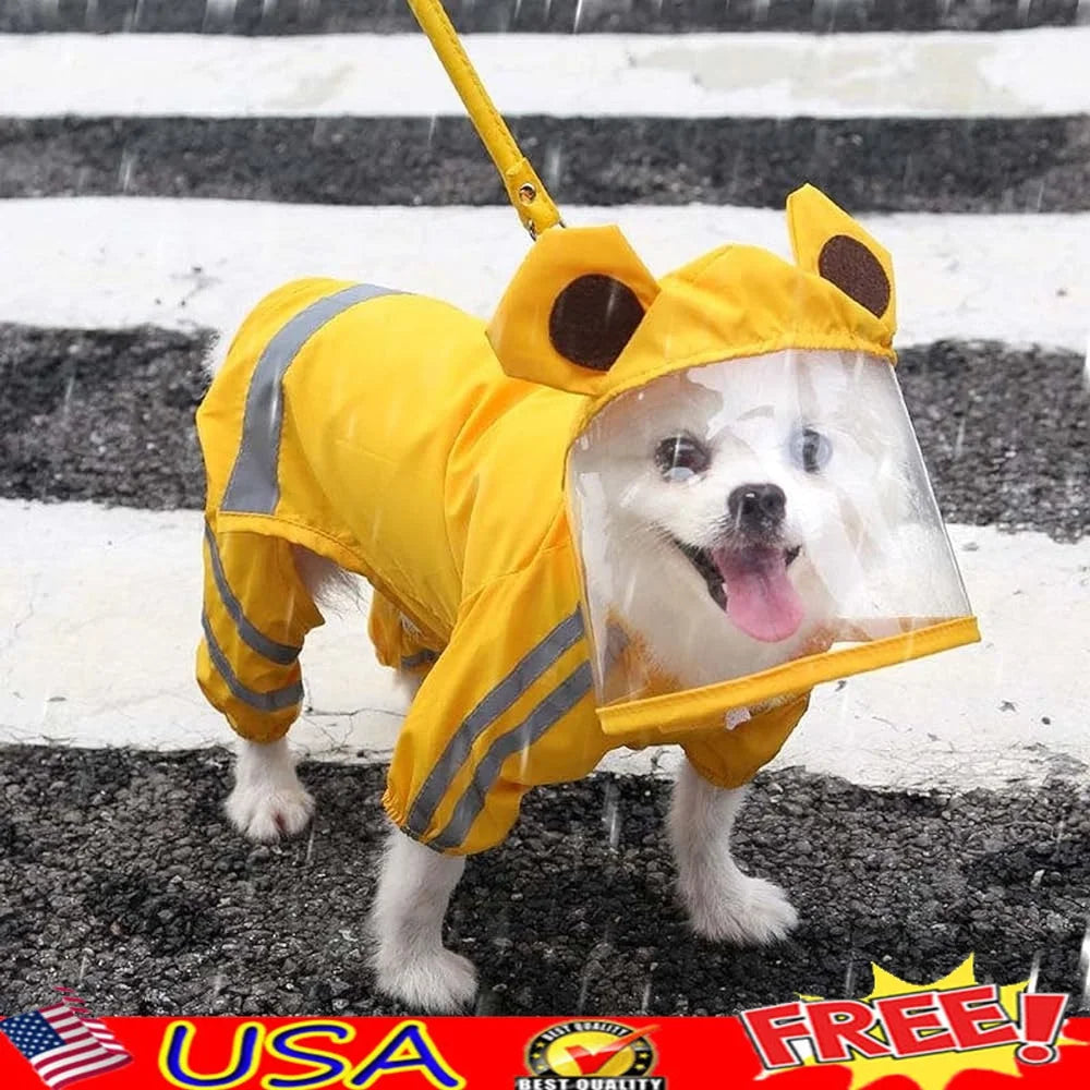 Waterproof Reflective Dog Rain Jacket Poncho with Leash Hole – Medium Dogs