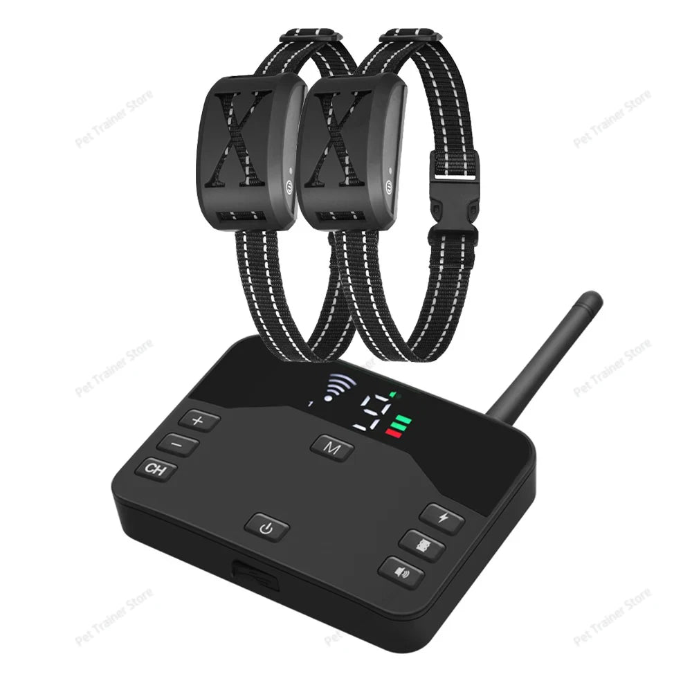 2-in-1 Wireless Dog Fence & Training Collar – Rechargeable Anti-Runaway System for Up to 3 Dogs
