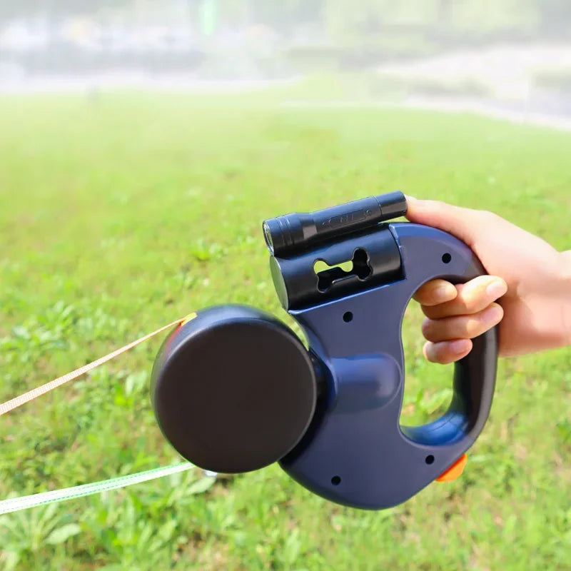 Retractable Dual Dog Leash – LED Light, 360° Swivel, Reflective, No-Tangle