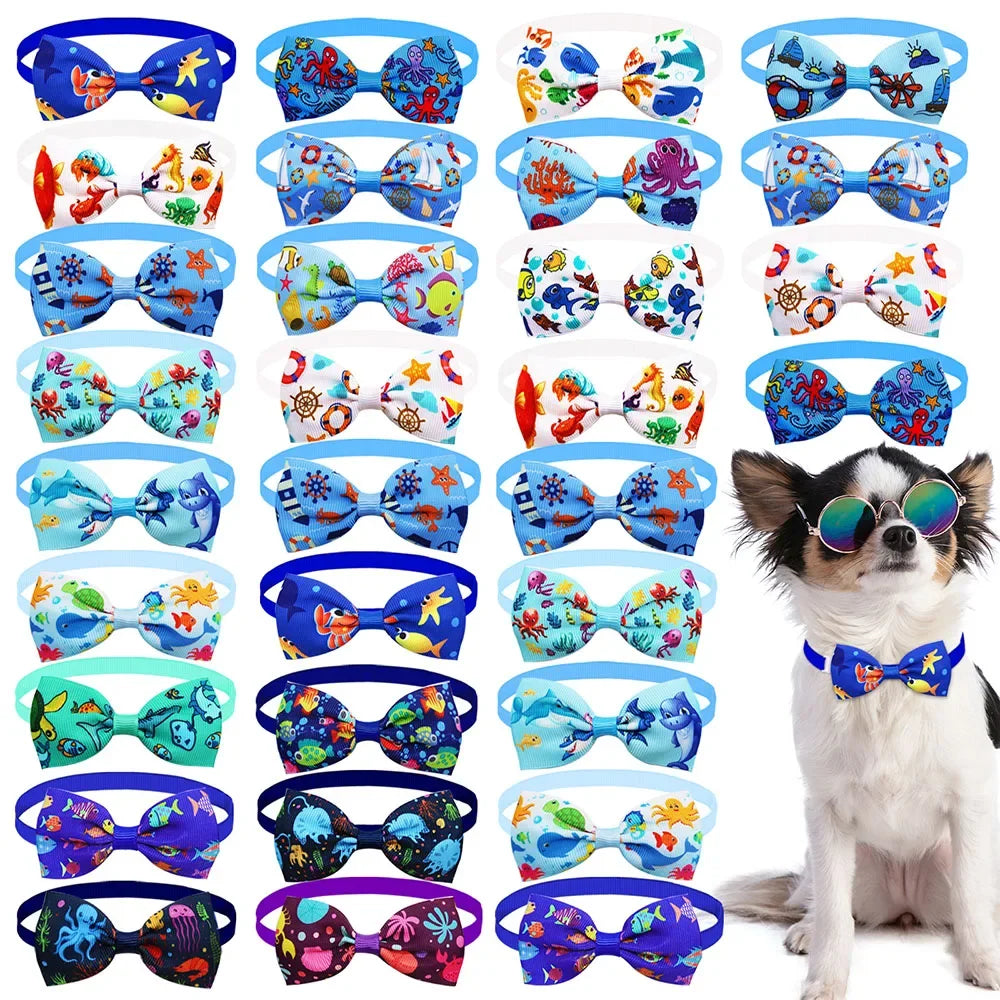 20PCS Summer Dog Bow Tie Set – Handmade Adjustable Collar Accessories for Dogs & Cats | Pet Grooming & Fashion Supply
