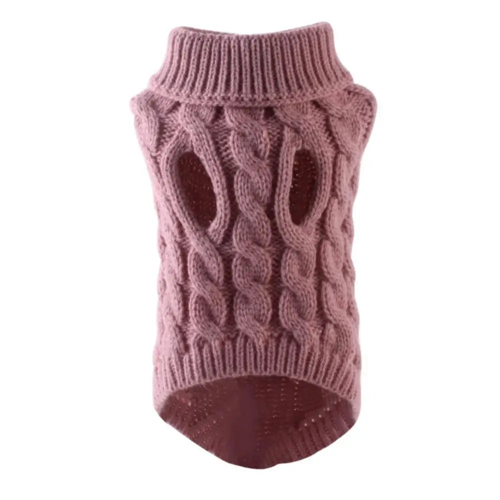 Shortened Title  Knitted Dog Sweater – Autumn/Winter Solid Twist Pattern Warm Pet Clothing