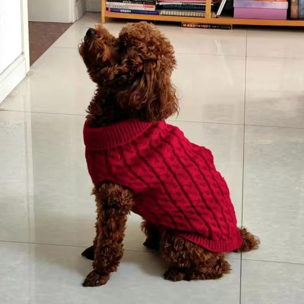 Classic Solid Dog Sweater – Winter Pullover for Small Dogs