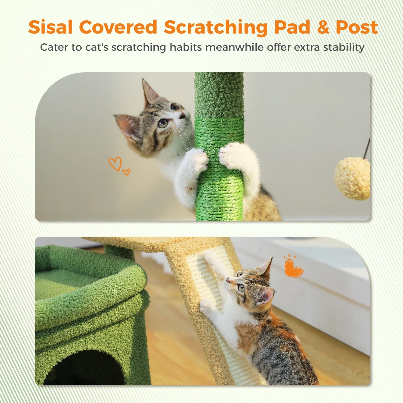 Small Cat Tree – Indoor Cat Tower with Condo, Sisal Scratcher & Toys