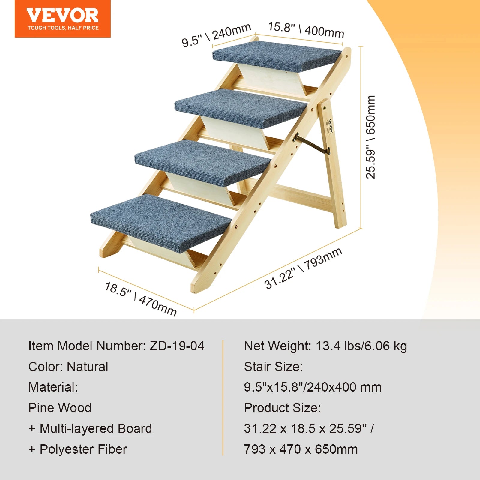SucceBuy Wooden Pet Steps & Ramp Combo – 2-in-1 Foldable Design for Small to Large Pets