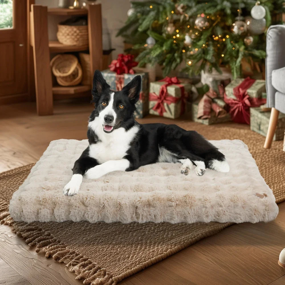 Ultra Plush Dog Bed – Soft Washable Pet Cushion Mattress for Large Dogs & Puppies