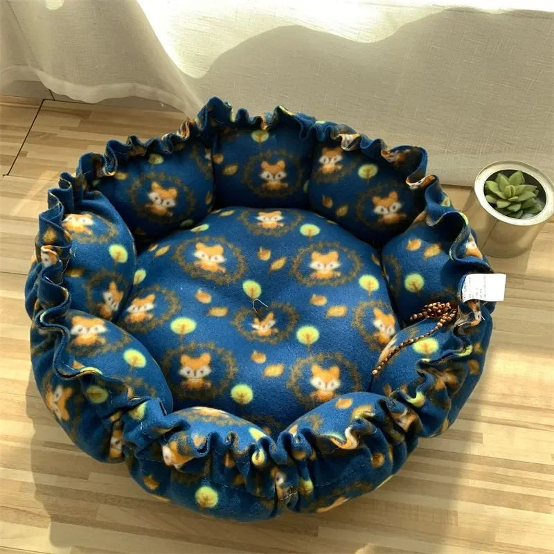 Drawstring Adjustable Pet Nest Bed – Dual-Use Soft Cushion for Cats & Puppies