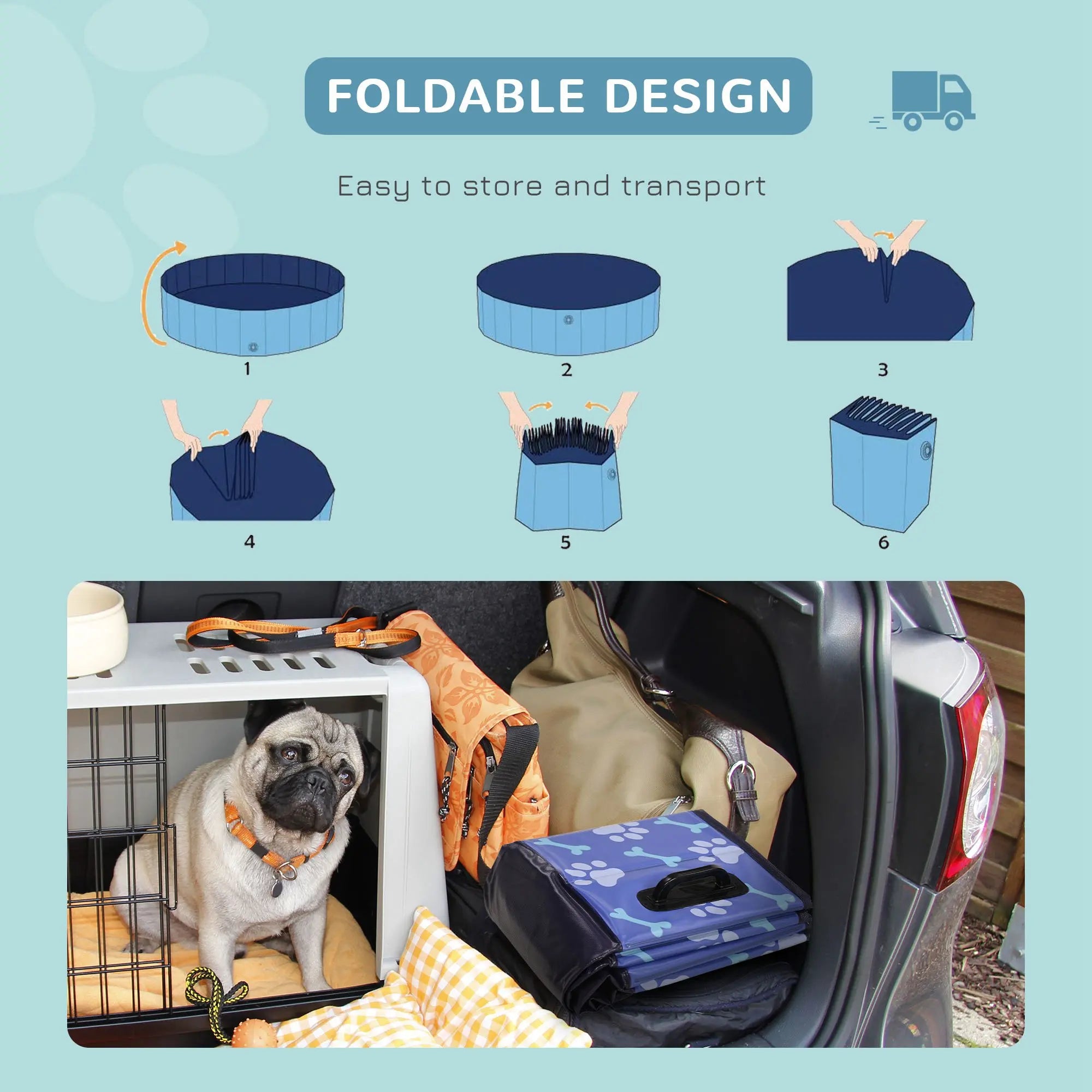 Foldable Pet Swimming Pool Easy To Store Portable Cat Bathing Tub Plastic Durable Anti Slip Large Dog Outdoor Pool Pet Supplies