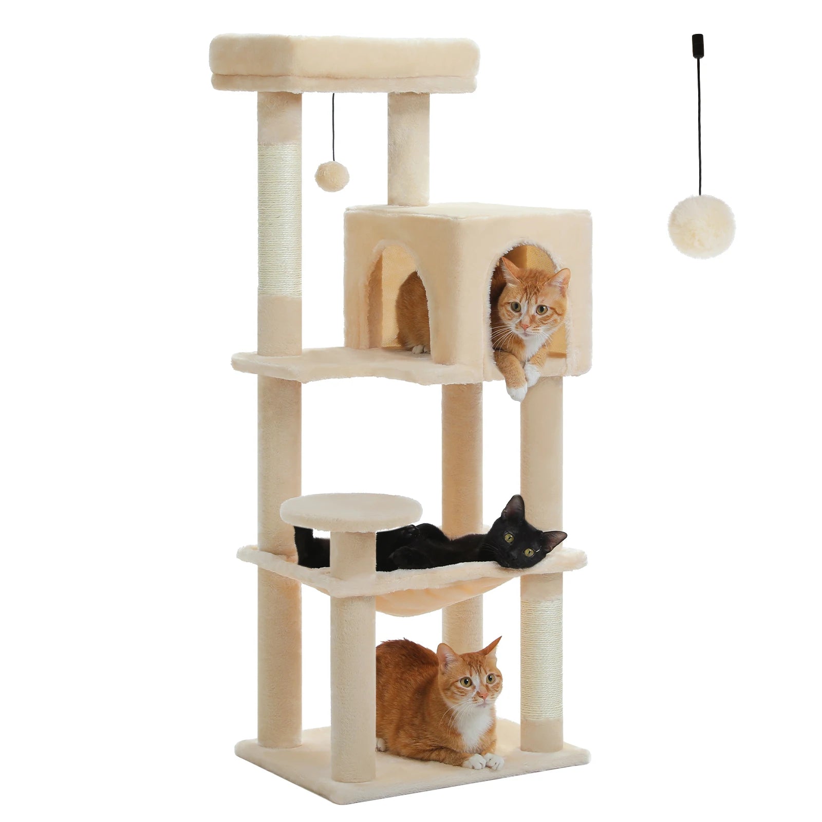 Multi-Level Cat Tree – Indoor Tower with Condo, Hammock & Scratching Posts