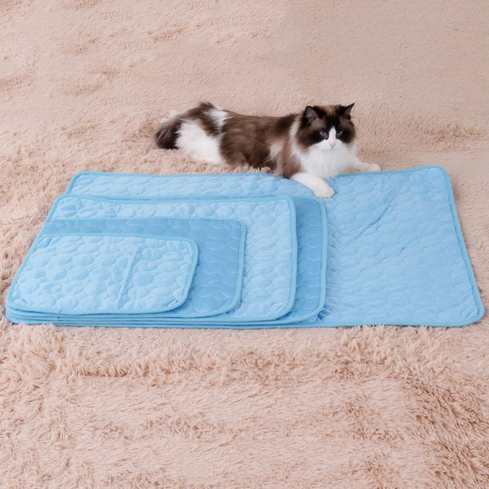 Cool Ice Silk Pet Cooling Mat – Moisture-Proof Summer Sleeping Pad for Dogs, Cats & Small Animals (5 Sizes Available)