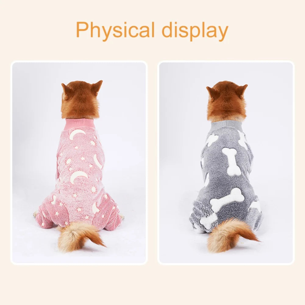 4-Legged Fleece Dog Pajamas – Soft, Stretchable Full-Body Onesie