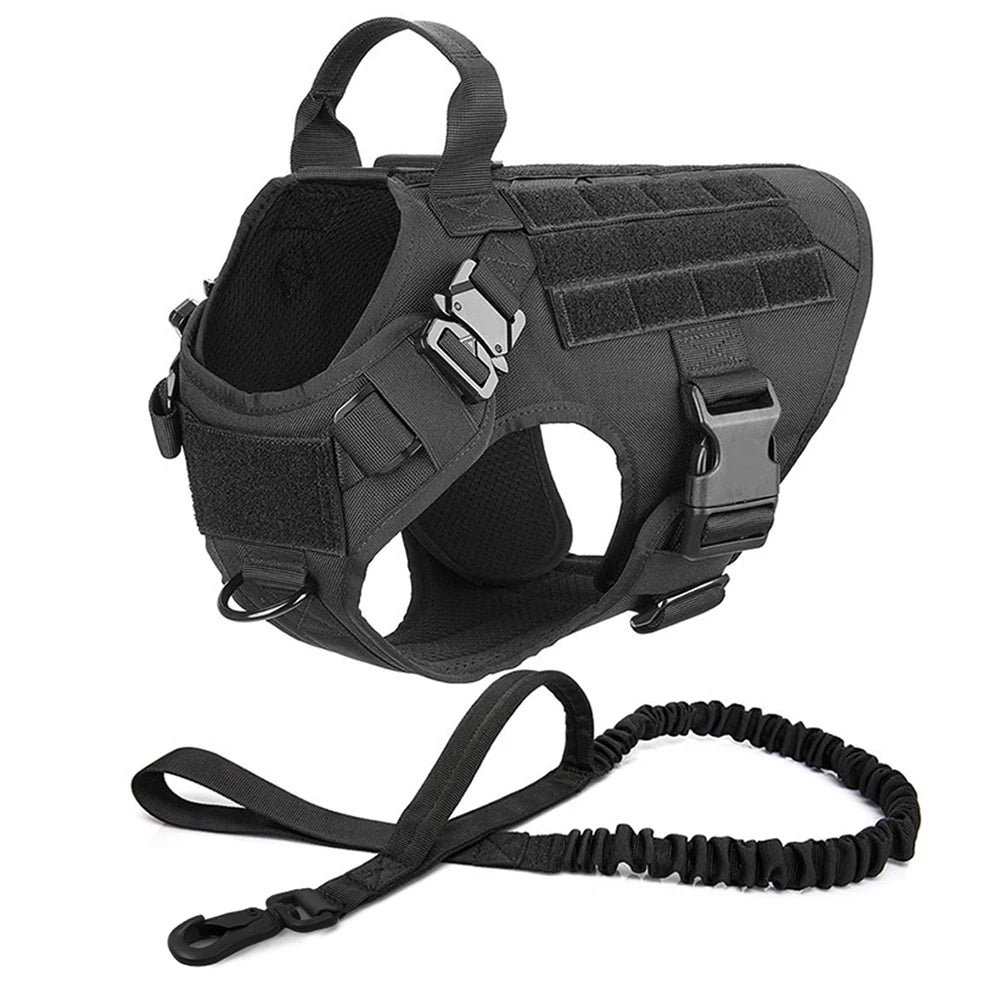 Tactical Dog Harness & Leash Set – Military Training Vest for Large Dogs
