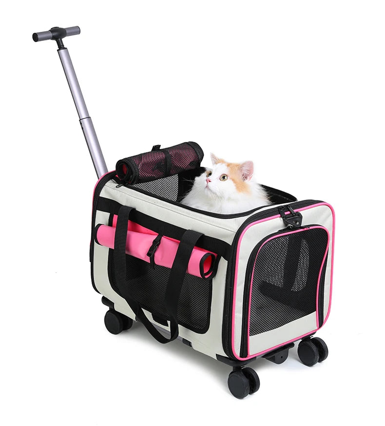 Extra Large Pet Trolley Bag – Foldable Travel Carrier for Cats & Dogs