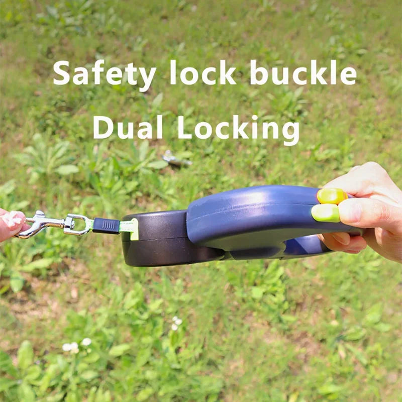 Retractable Dual Dog Leash – LED Light, 360° Swivel, Reflective, No-Tangle