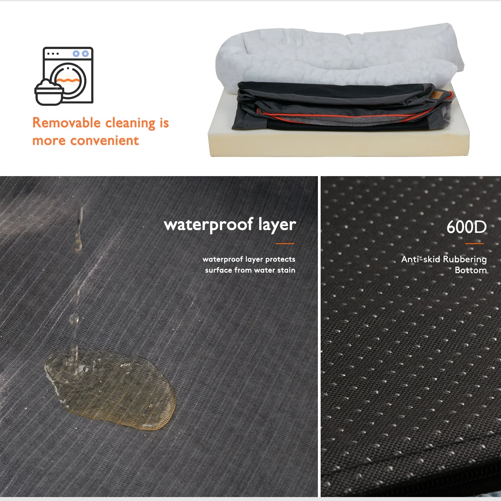 Orthopedic Dog Bed – Super Soft Foam Pet Sleeping Mat with Cotton-Padded Bolster & Removable Washable Cover (Sizes L–3XL)