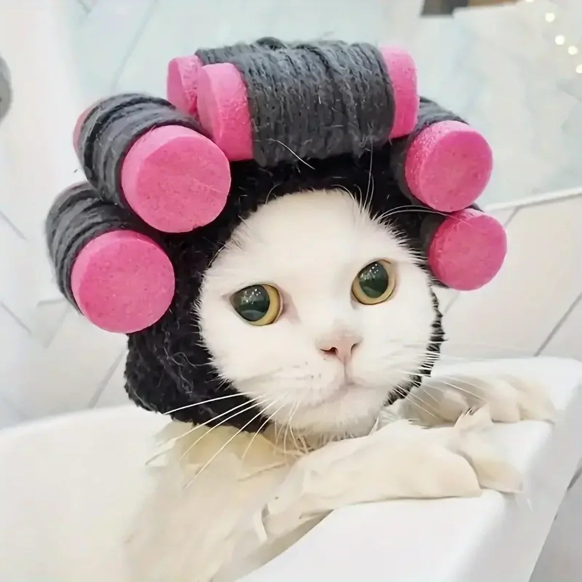 Funny Curly Pet Hat – Adjustable Costume for Cats & Dogs