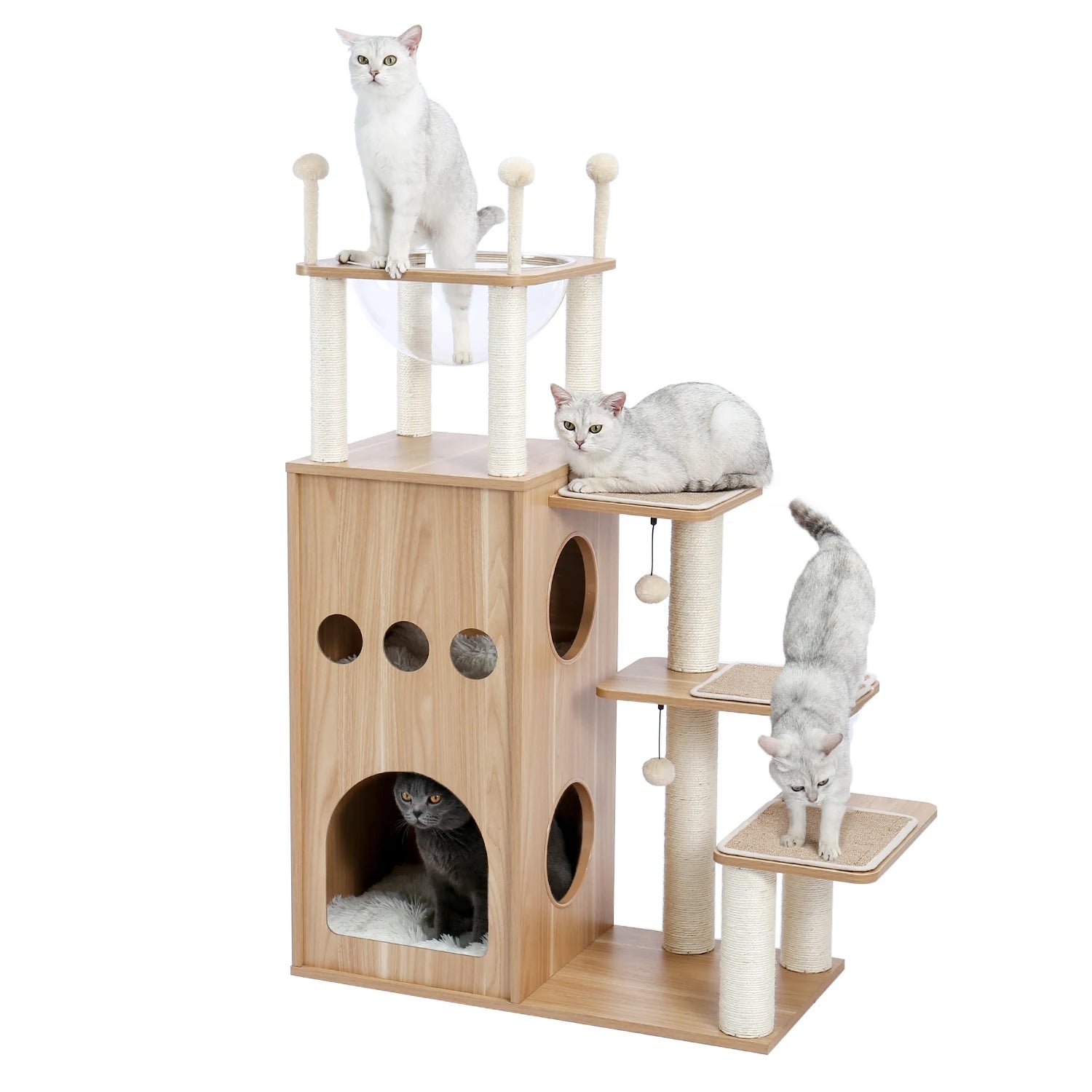 Multi-Level Cat Tree – Condo Tower with Hammock, Scratching Posts & Toys