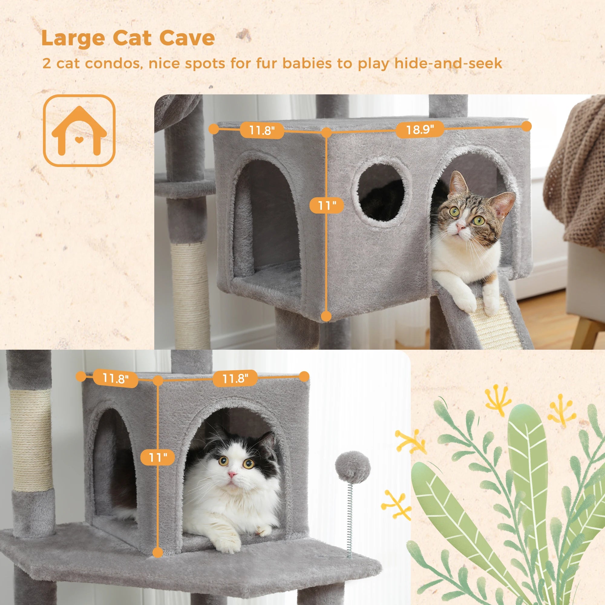 Luxury Cat Tree – Multi-Level Tower with Condos, Hammock & Scratching Posts