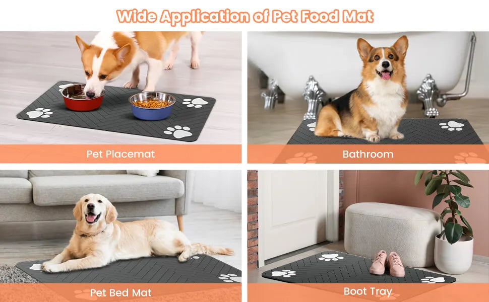 Pet Feeding Mat – Absorbent Placemat with Waterproof Rubber Backing for Dogs & Cats